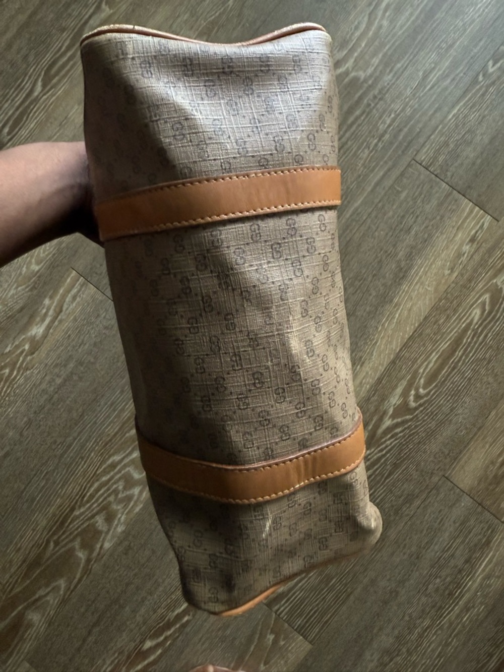 VTG Gucci Brown Monogram Canvas Leather Handbag - Picture 4 of 16